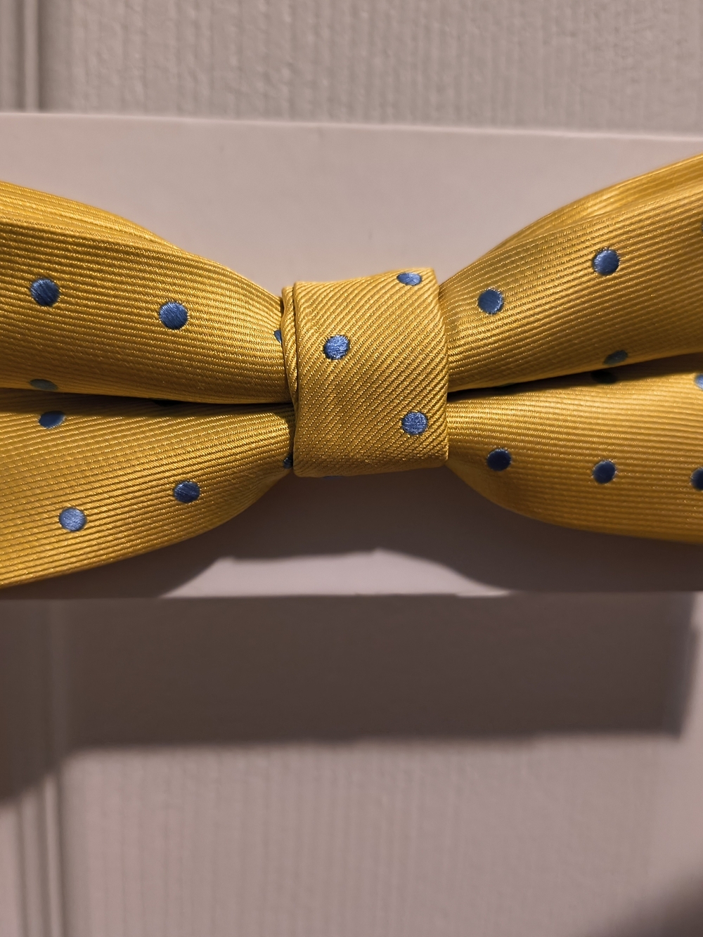 Izod Yellow Bow Tie with Blue Polka Dots